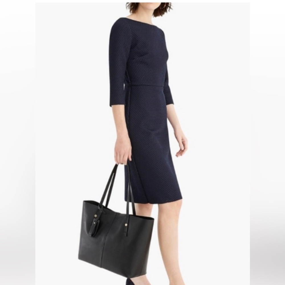 J. Crew Textured Navy A-line Dress
